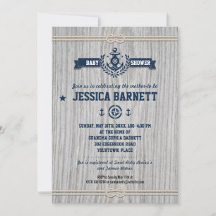 Rustic Nautical Baby Shower Invitation