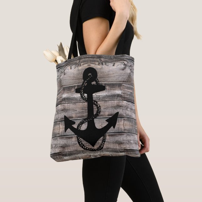 rustic nautical barn wood with ANCHOR | Tote Bag (Close Up)