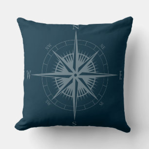 Rustic Nautical Compass Cushion