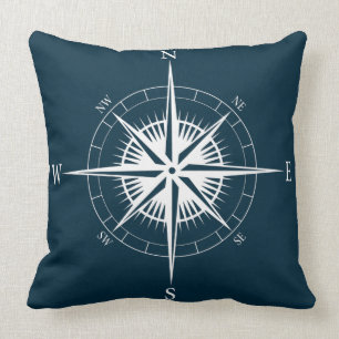 Rustic Nautical Compass Cushion