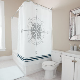 Rustic Nautical Compass Shower Curtain