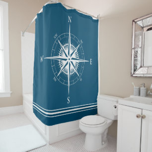 Rustic Nautical Compass Shower Curtain