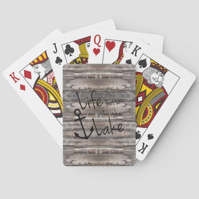 rustic nautical LIFE IS BETTER AT THE LAKE | Playing Cards (Back)