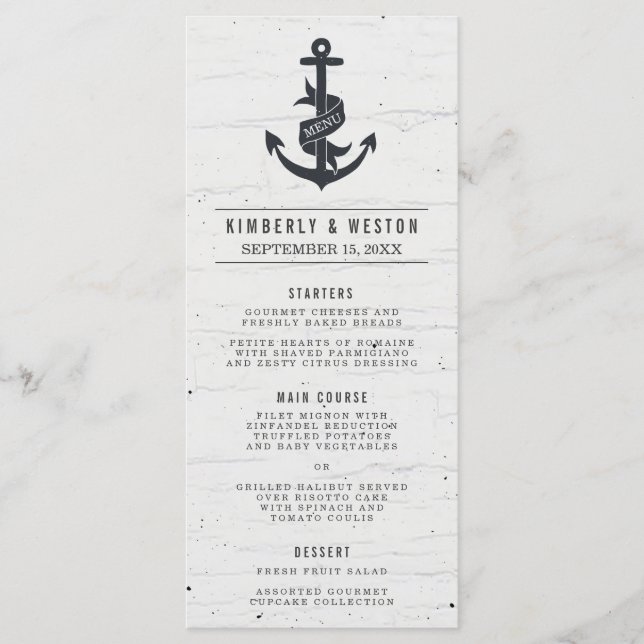 Rustic Nautical Wedding Menu (Front)