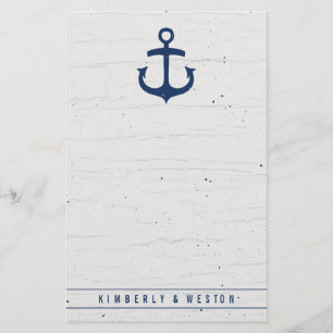 Rustic Nautical Wedding Note Paper / Navy
