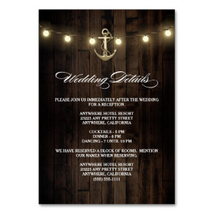 Rustic Nautical Wedding Reception + Hotel Cards
