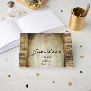 Rustic Nautical Wood Design Guestbook