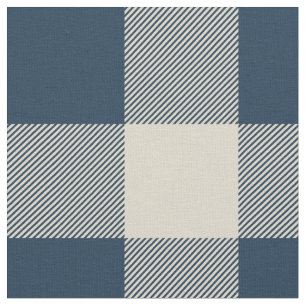 Rustic Navy and Beige Buffalo Plaid Fabric