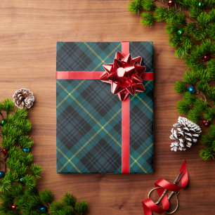 Rustic Navy and Green Black Watch Plaid Holiday Wrapping Paper