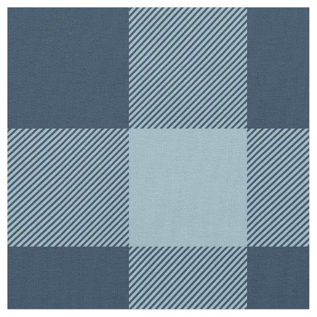 Rustic Navy and Light Blue Buffalo Plaid Fabric (Close Up)