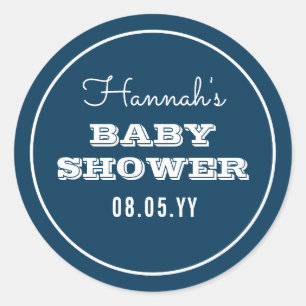 Rustic Navy Baby Shower Classic Round Sticker