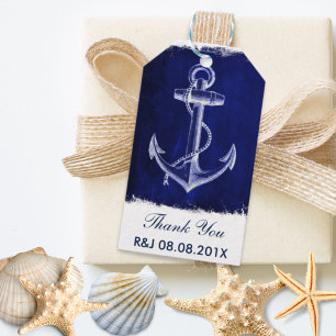rustic Navy Blue anchor nautical wedding favour Gift Tags