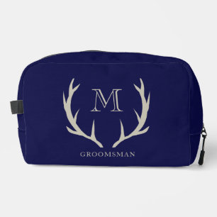 Rustic Navy Blue Antler Custom Groomsmen Gift Dopp Kit