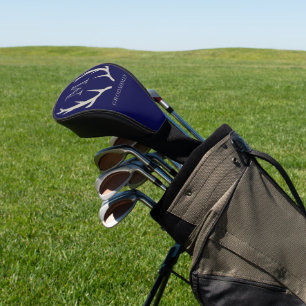 Rustic Navy Blue Antler Custom Groomsmen Gift Golf Head Cover
