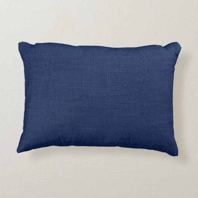 Rustic Navy Blue Burlap Texture Decorative Cushion (Back)