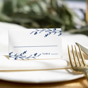 Rustic Navy Blue Floral Wildflower Wedding Place Card
