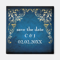 rustic "navy blue" regal save the date magnets