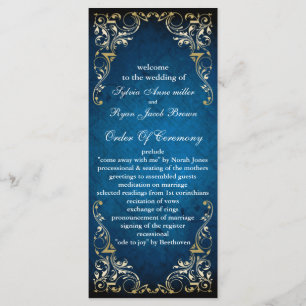 rustic "navy blue" regal  wedding program programme