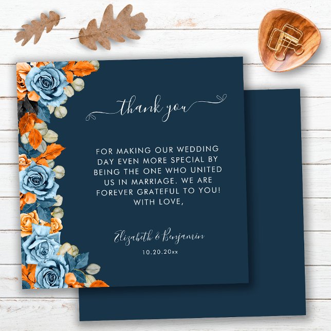 Rustic Navy Blue Rust Wedding Officiant Thank You (Creator Uploaded)