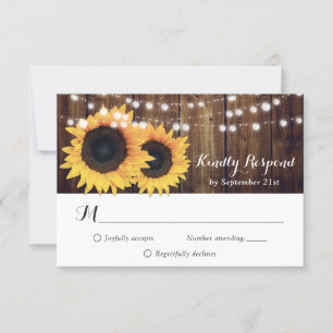 Rustic Navy Blue Sunflower RSVP Card Meal Choice