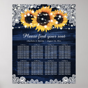 Rustic Navy Blue Sunflower Wedding Seating Chart 8