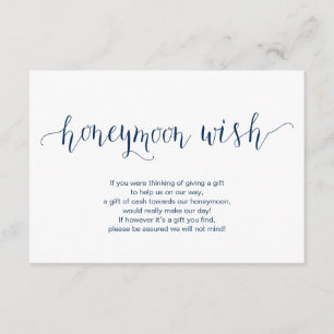 Rustic Navy Blue typeface, Wedding Honeymoon Wish Enclosure Card