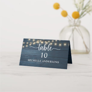 Rustic Navy Blue Wedding Dinner Guest Name Place Card