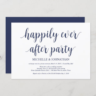 Rustic Navy Blue Wedding Elopement Reception Invitation