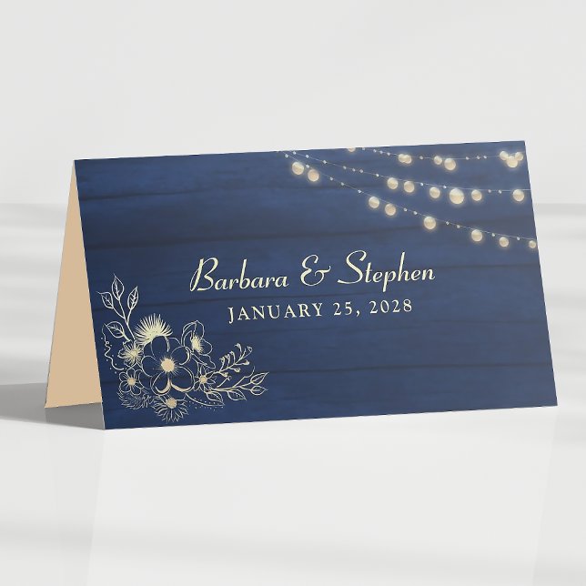 Rustic Navy Blue Wedding Place Card (Creator Uploaded)