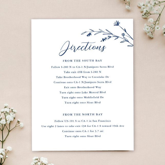 Rustic Navy Blue Wildflower Wedding Enclosure Card (Creator Uploaded)