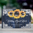 Rustic Navy Blue Wood Lace Sunflower Wedding