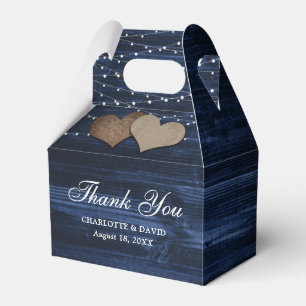 Rustic Navy Blue Wood Wedding Favour Box