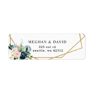Rustic Navy Blush Gold Floral Geometric Wedding