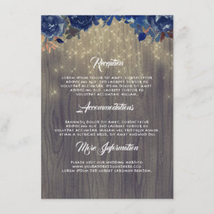 Rustic Navy Floral Wedding Information Guest Enclosure Card