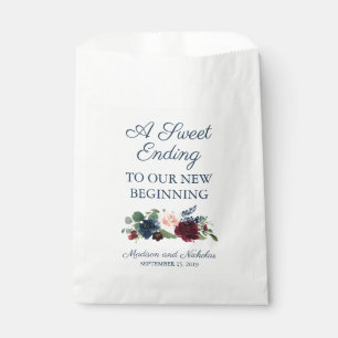 Rustic Navy Marsala Floral Wedding Favour Bags