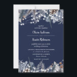 Rustic Navy String Lights Winter Wedding Invitatio Invitation<br><div class="desc">Rustic Navy String Lights Winter Wedding Invitation</div>