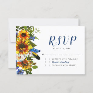Rustic Navy Sunflower Boho Wedding RSVP