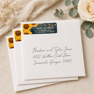 Rustic Navy Sunflower String Lights Wedding