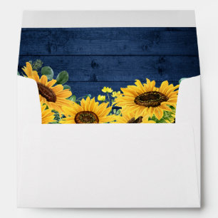 Rustic Navy Sunflowers with Return Address 5x7 Envelope