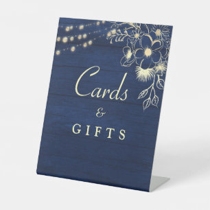 Rustic Navy Wedding Cards and Gifts Sign