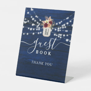 Rustic Navy Wedding Guest Book Sign