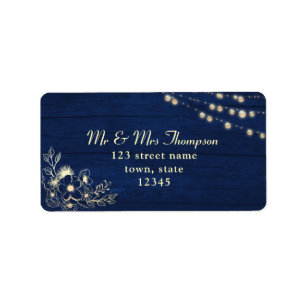 Rustic Navy Wedding Return Address Label