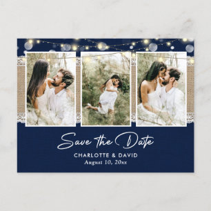 Rustic Navy Wedding Save The Date Photo Postcards