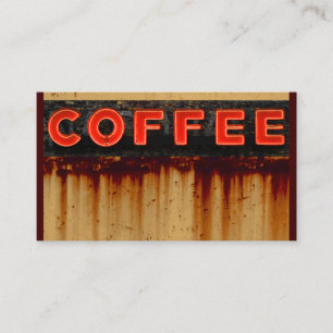 Rustic Neon Coffee Sign Business Card