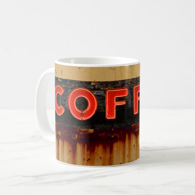 Rustic Neon Coffee Sign Mug (Front Left)