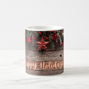 Rustic Neon Happy Holidays Coffee Mug