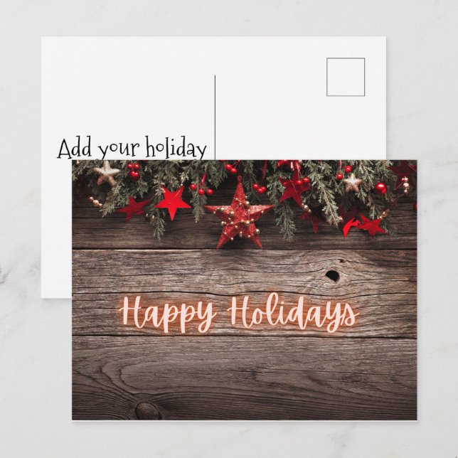 Rustic Neon Happy Holidays   Postcard (Front/Back)