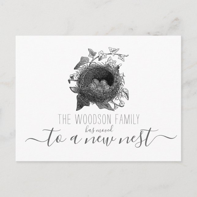 Rustic Nest Moving Announcement Change Of Address Postcard (Front)