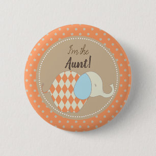 Rustic Neutral Baby Shower I'm the Aunt Family 6 Cm Round Badge