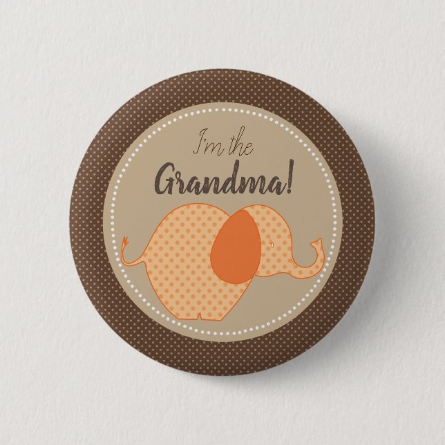 Rustic Neutral Baby Shower I'm the Grandma Family 6 Cm Round Badge (Front)